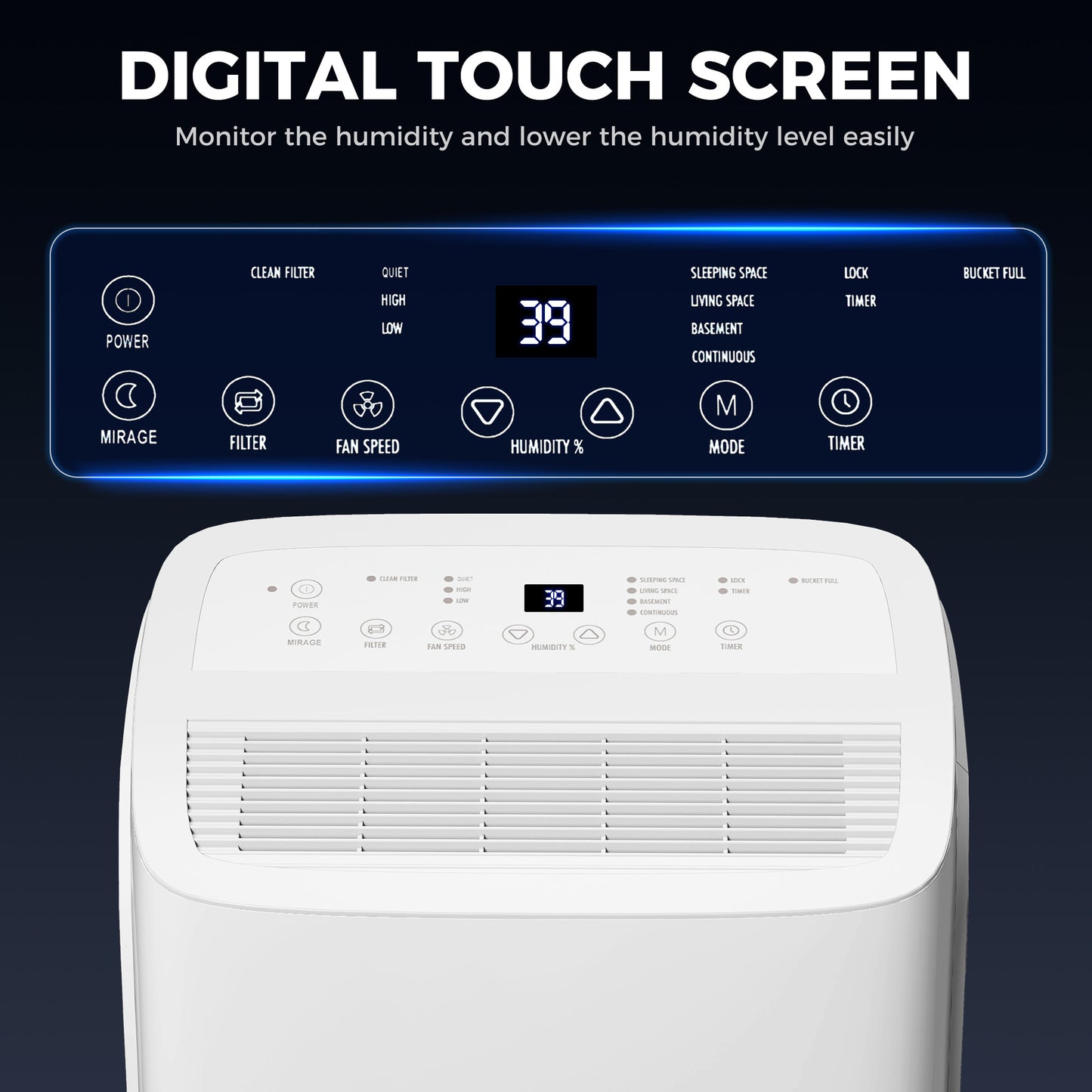 30L/Day Dehumidifier with Auto-Clean Filter, Continuous Drainage, 4L Water Tank, 24H Timer, Digital Humidity Display