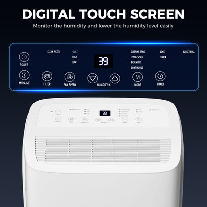 30L/Day Dehumidifier with Auto-Clean Filter, Continuous Drainage, 4L Water Tank, 24H Timer, Digital Humidity Display