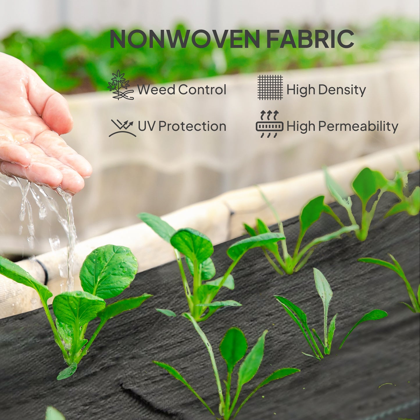 2m x 90m Weed Control Membrane, Heavy Duty Weed Control Barrier Fabric, 90gsm Ground Cover for Patios, Garden, Flower beds