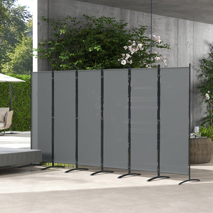 6 Panel Folding Room Divider Foldable Freestanding Garden Privacy Screen, 332 x 172 cm, Dark Grey