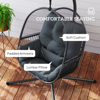 Hanging Egg Chair, with Cushion - Dark Grey