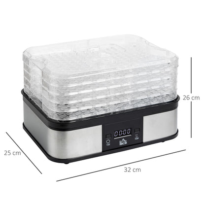 5 Tier Food Dehydrator, 245W Stainless Steel Food Dryer Machine with Adjustable Temperature
