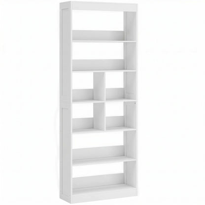 Bookcase, 6-Tier Bookshelf with Open Storage Shelves, Cubes, 180 cm Tall Display Shelf with Anti-Tipping Design, White