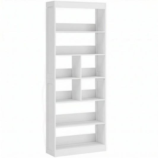 Bookcase, 6-Tier Bookshelf with Open Storage Shelves, Cubes, 180 cm Tall Display Shelf with Anti-Tipping Design, White