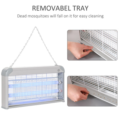 Wall Hanging Bug Zapper, 30W Electric Fly Zapper Mosquito Killer, 60㎡ Coverage Insect Killer, Indoor Outdoor Use, Grey