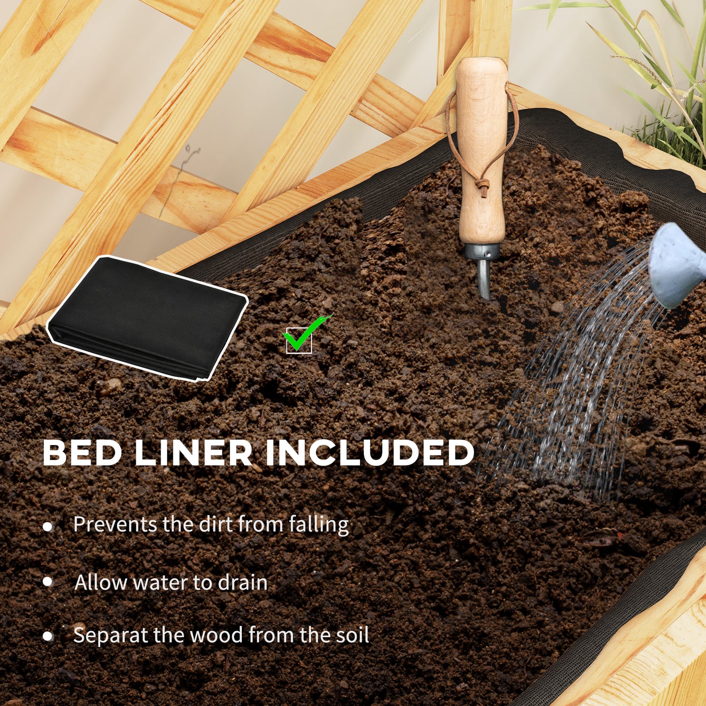 52L Wooden Planter, with Trellis and Shelves - Natural Finish