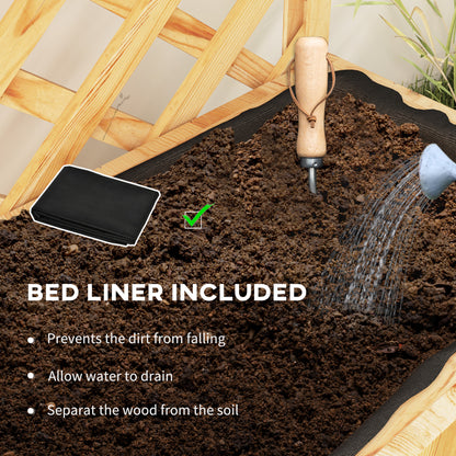52L Wooden Planter, with Trellis and Shelves - Natural Finish