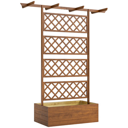 Wooden Trellis Planter Box, Raised Garden Bed to Grow Vegetables, Herbs and Flowers, Orange
