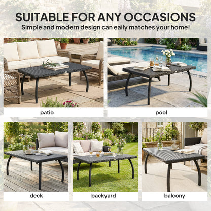 PE Wicker Rattan Garden Coffee Table - Black