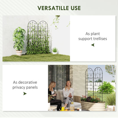 Set of 2 Metal Garden Trellis, Decorative Trellis Panels for Climbing Outdoor Plants, Vegetables, Vines, Flowers