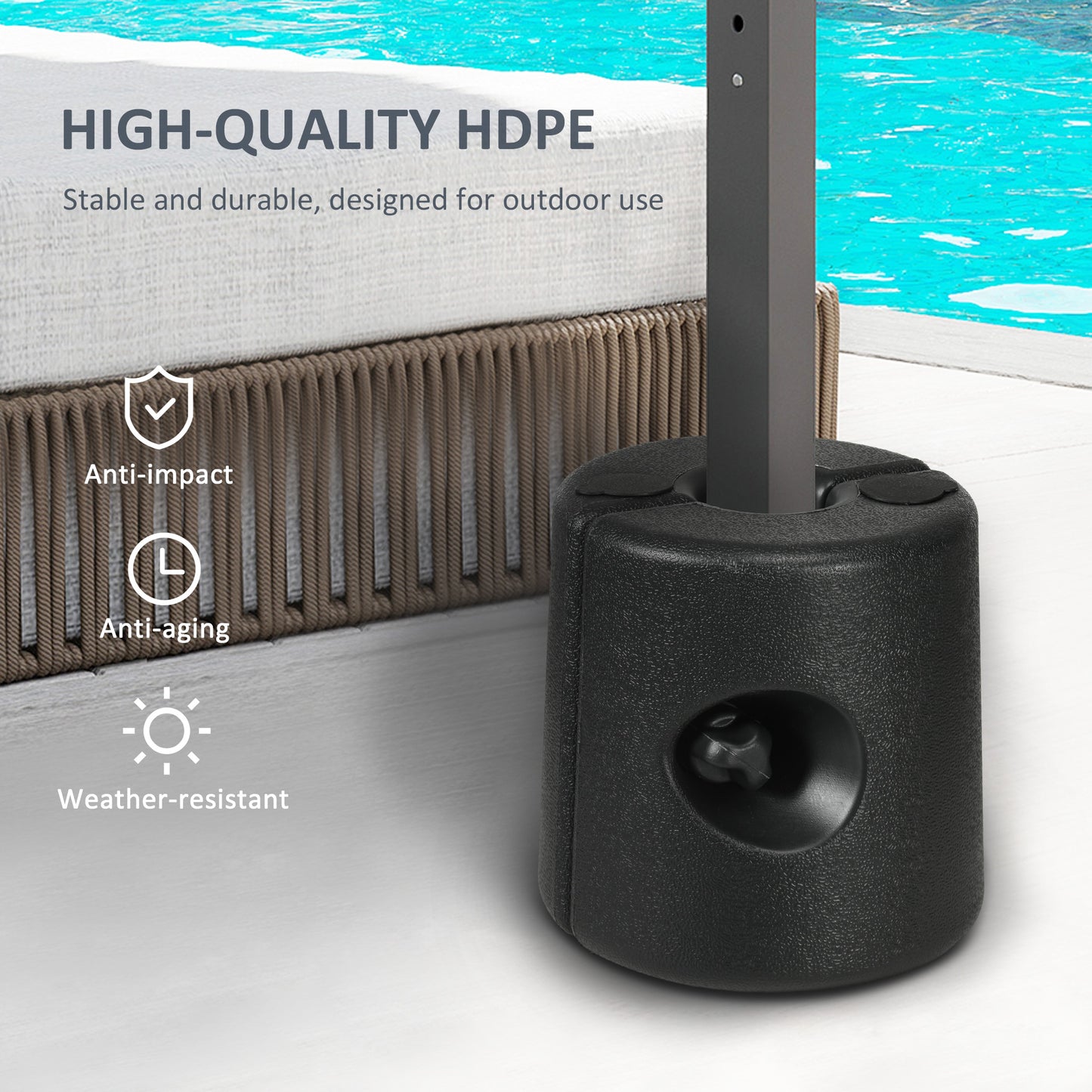 HDPE Tent Weights Set of 4, Canopy Weights, Fill with Water or Sand, 48KG