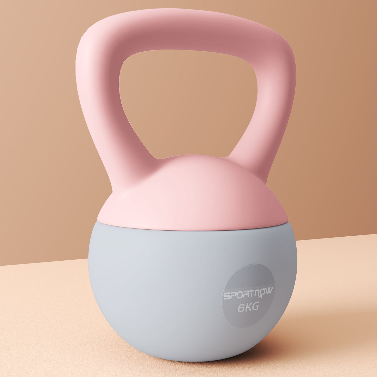 6KG Soft Kettlebell, Kettlebell with Non-Slip Handle for Home Gym, Weight Lifting, Strength Training, Pink/Grey