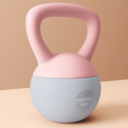 6KG Soft Kettlebell, Kettlebell with Non-Slip Handle for Home Gym, Weight Lifting, Strength Training, Pink/Grey