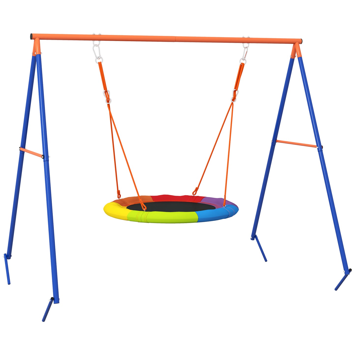 Metal Kids Swing Set Nest Swing Seat with A-Frame Structure for Outdoor Use - Multicoloured