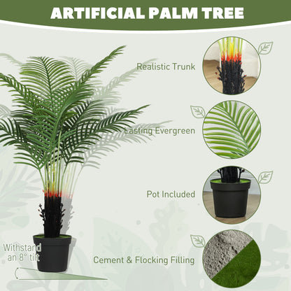 120cm Artificial Areca Palm Tree with 9 PE Leaves, Decorative Artificial Plant with Plastic Pot and Flocked Soil