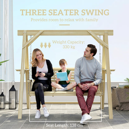 Three-Seater Wooden Swing Bench