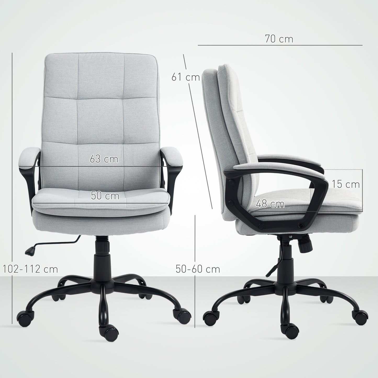 Linen-Look Double-Padded Office Chair - Grey