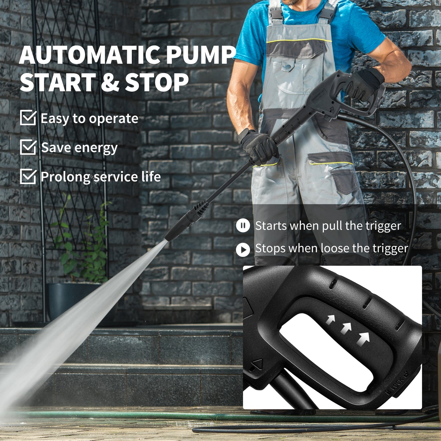 1800W High Pressure Washer, 150 Bar Pressure, 420 L/h Flow, Portable Power Washer Jet Wash Cleaner with Adjustable Nozzle