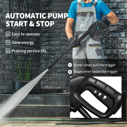 1800W High Pressure Washer, 150 Bar Pressure, 420 L/h Flow, Portable Power Washer Jet Wash Cleaner with Adjustable Nozzle
