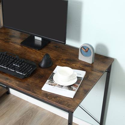 Reversible Computer Desk with Storage Shelves on Left or Right, Industrial Reversible Writing Desk for Home Office, Study