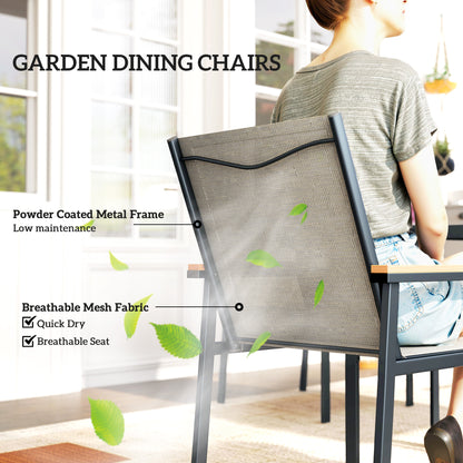 Seven-Piece Metal Garden Dining Set, with Glass-Top Table - Khaki