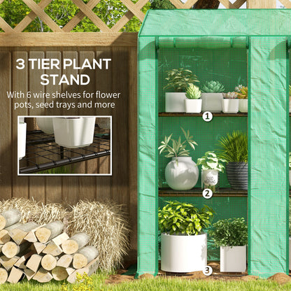 46 x 143cm Three-Shelf Mini Greenhouse - Green