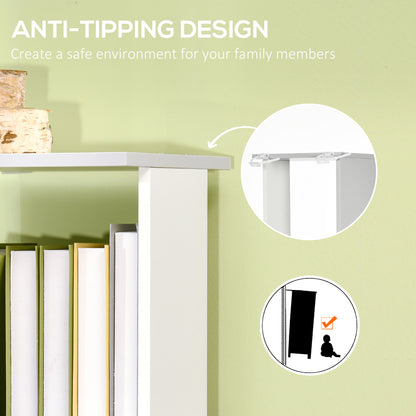 Modern 5-Tier Bookshelf, Freestanding Bookcase Storage Shelving for Living Room Home Office Study, White and Light Grey