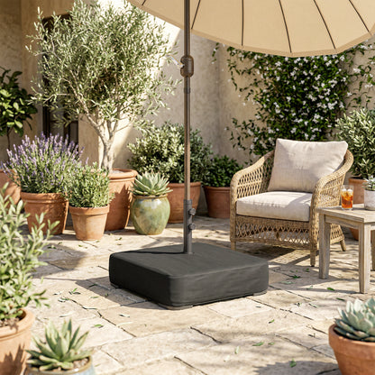 Garden Parasol Base 80 kg Sand Filled Heavy Duty Stand for Cantilever Umbrellas and 48 mm Poles Black