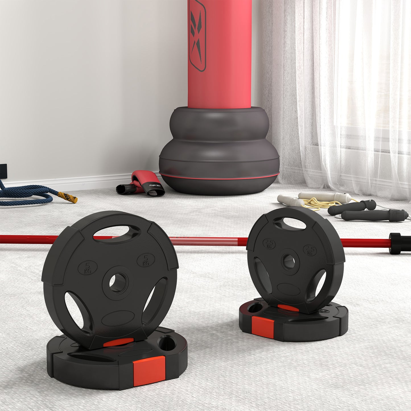 Weight Plates Set, with Two 5kg and Two 2.5kg weights, Black