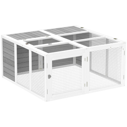 Rabbit Hutch with Openable Foldable Roof, Light Grey