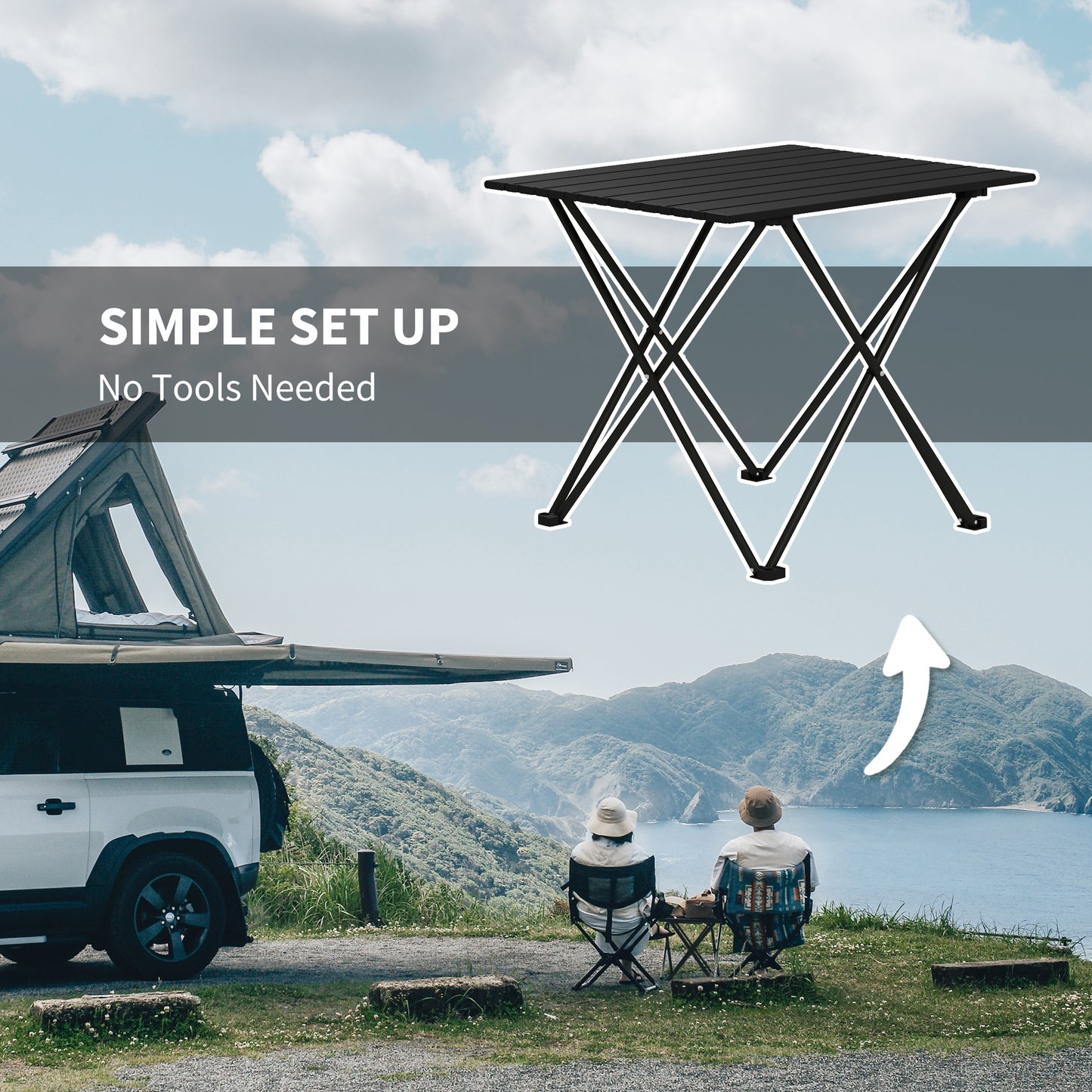 Folding Camping Table, Lightweight Metal Picnic Table with Carry Bag, Foldable Table for Outdoor Camping, Picnic, Hiking