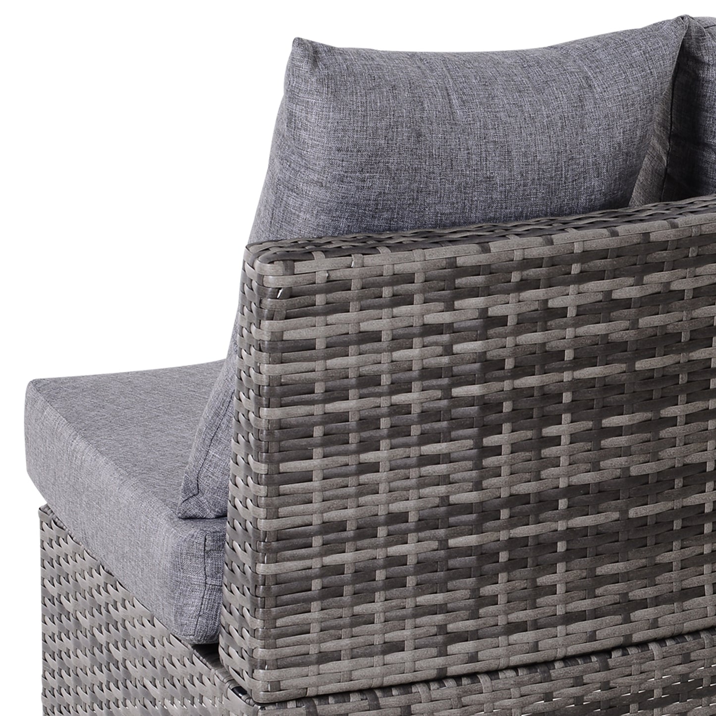 5 Pieces Rattan Garden Furniture Set, 4 Seater Half-Round Garden Sofa Set with Thickened Cushions