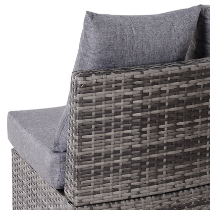 5 Pieces Rattan Garden Furniture Set, 4 Seater Half-Round Garden Sofa Set with Thickened Cushions