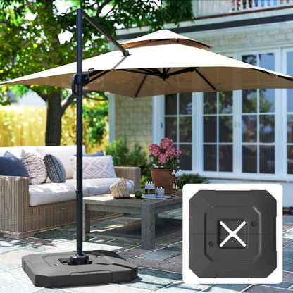 2PCS Umbrella Weights for Cantilever Parasols, Parasol Base Weights, 80 kg for Water or 105 kg Water and Sand Mix, Black