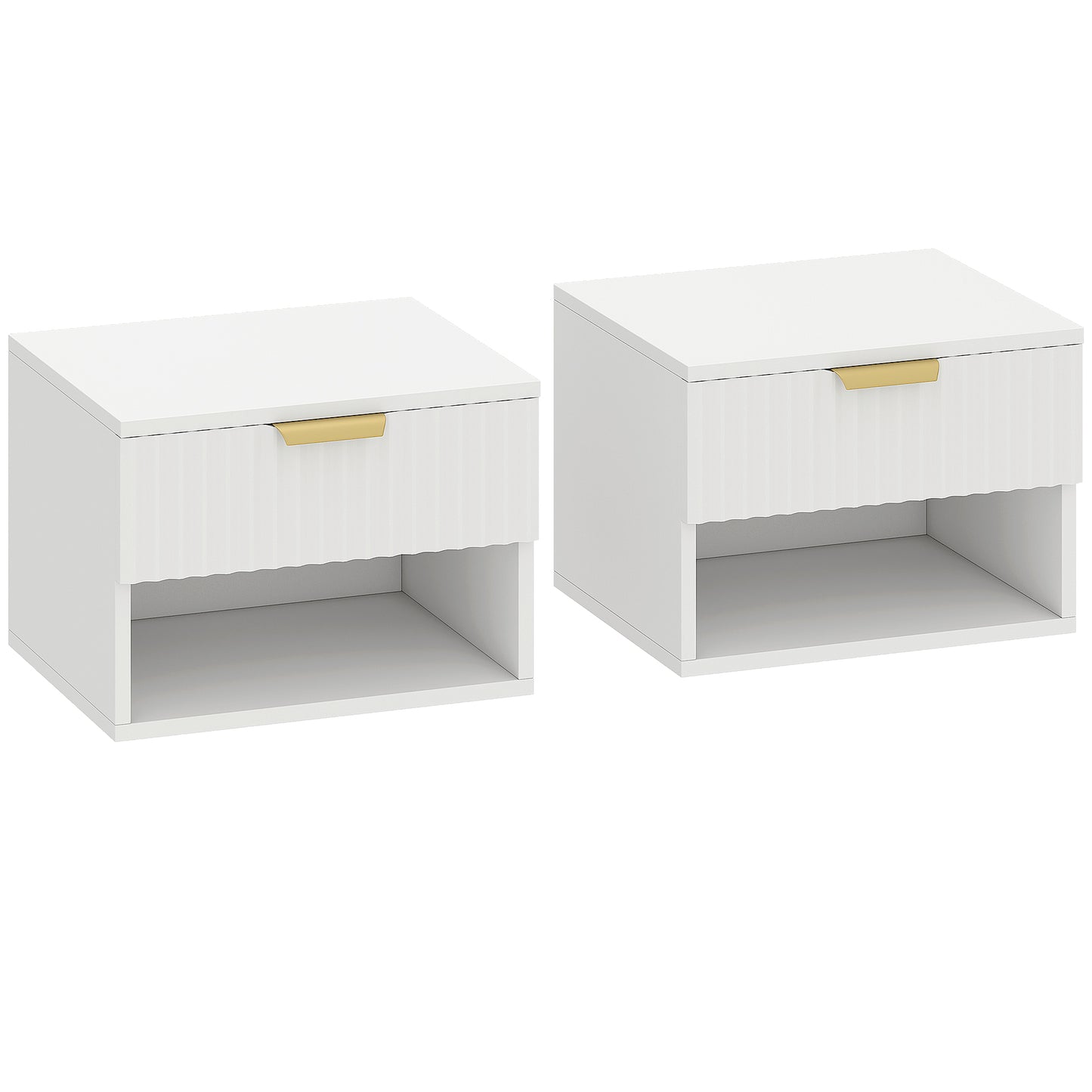Floating Nightstands Set of 2, Modern Wall Mounted Bedside Tables, White