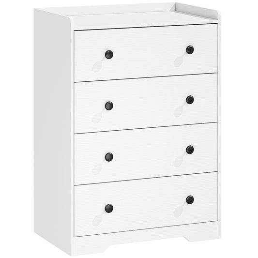4 Drawer Chest of Drawers, Modern Dresser for Bedroom, Storage Cabinet for Living Room Entryway, White Wood Effect