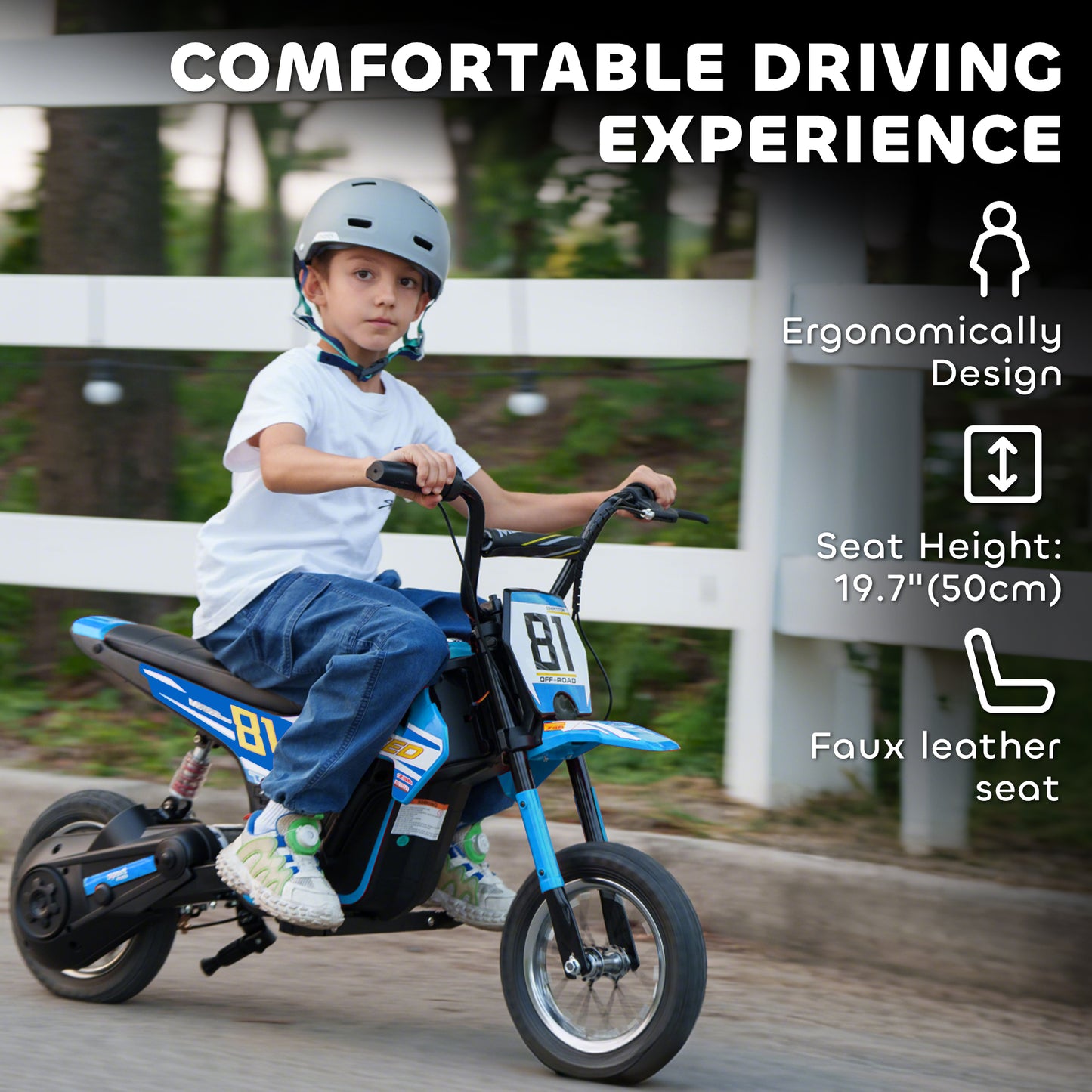 Kids Electric Motorbike 3 Gearboxes Speed Ride on Motorcycle with 40min Ranges - Blue