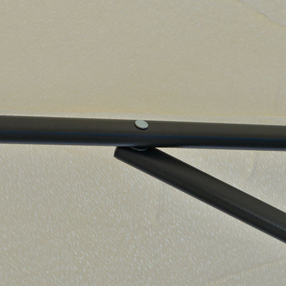3m Cantilever Parasol with Easy Lever, Patio Umbrella with Crank Handle, Cross Base and 6 Metal Ribs