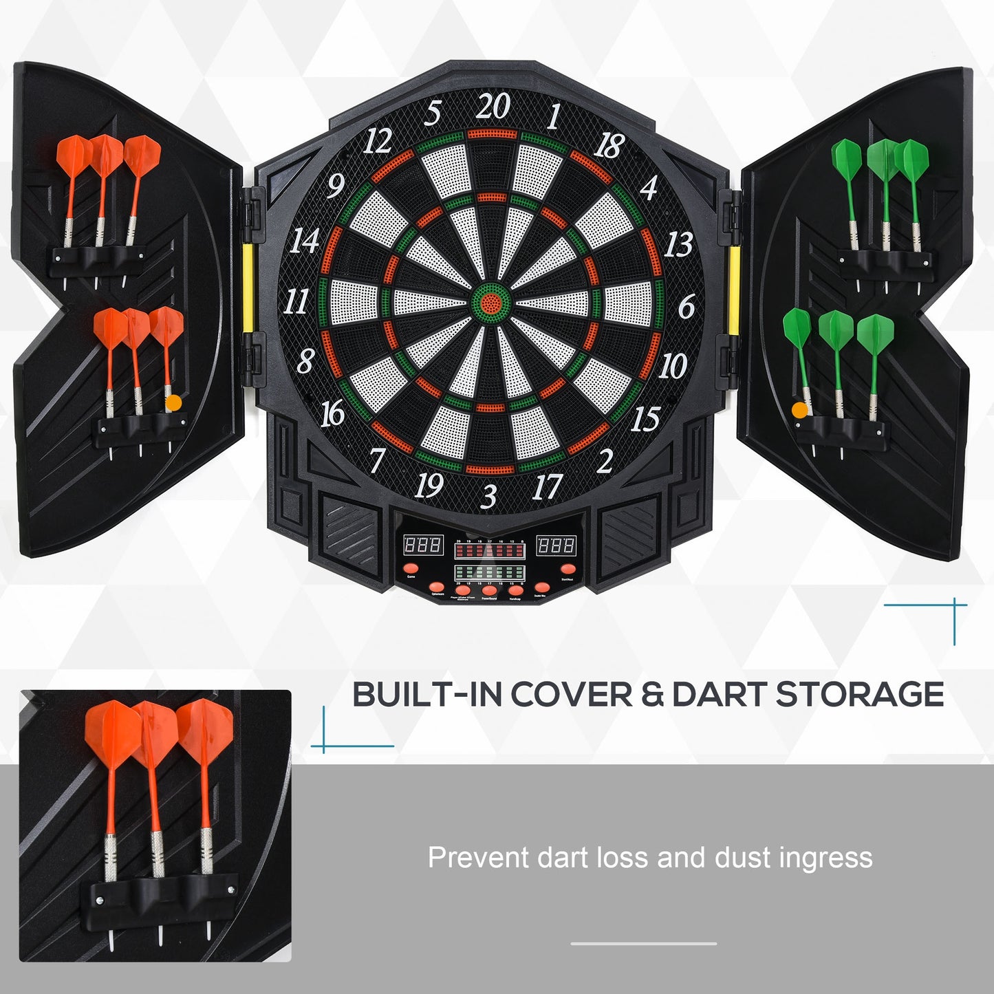 Dart Board Set, Electronic Dartboard with LED Digital Score Display, Soft Tip Darts, 27 Games, Speaker Sound