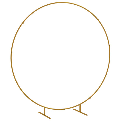 222cm Gold Tone Backdrop Stand, Round Metal Wedding Arch for Birthday Party, Bridal Shower, Graduation, Ceremony