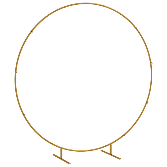 222cm Gold Tone Backdrop Stand, Round Metal Wedding Arch for Birthday Party, Bridal Shower, Graduation, Ceremony