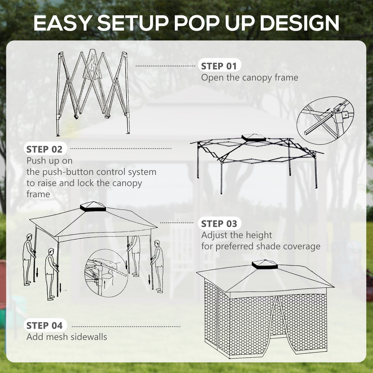 3.25 x 3.25m Pop Up Gazebo, Double-roof Garden Tent with Netting and Carry Bag, Party Event Shelter for Outdoor Patio