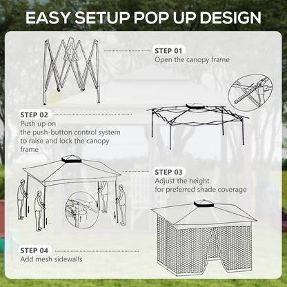3.25 x 3.25m Pop Up Gazebo, Double-roof Garden Tent with Netting and Carry Bag, Party Event Shelter for Outdoor Patio