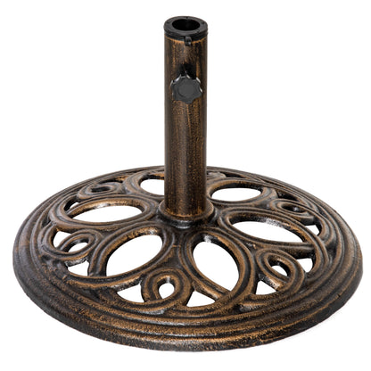 11.5 kg Cast Metal Round Patio Umbrella Base Stand, Umbrella Holder for Outdoor, Patio, Garden, Bronze Tone