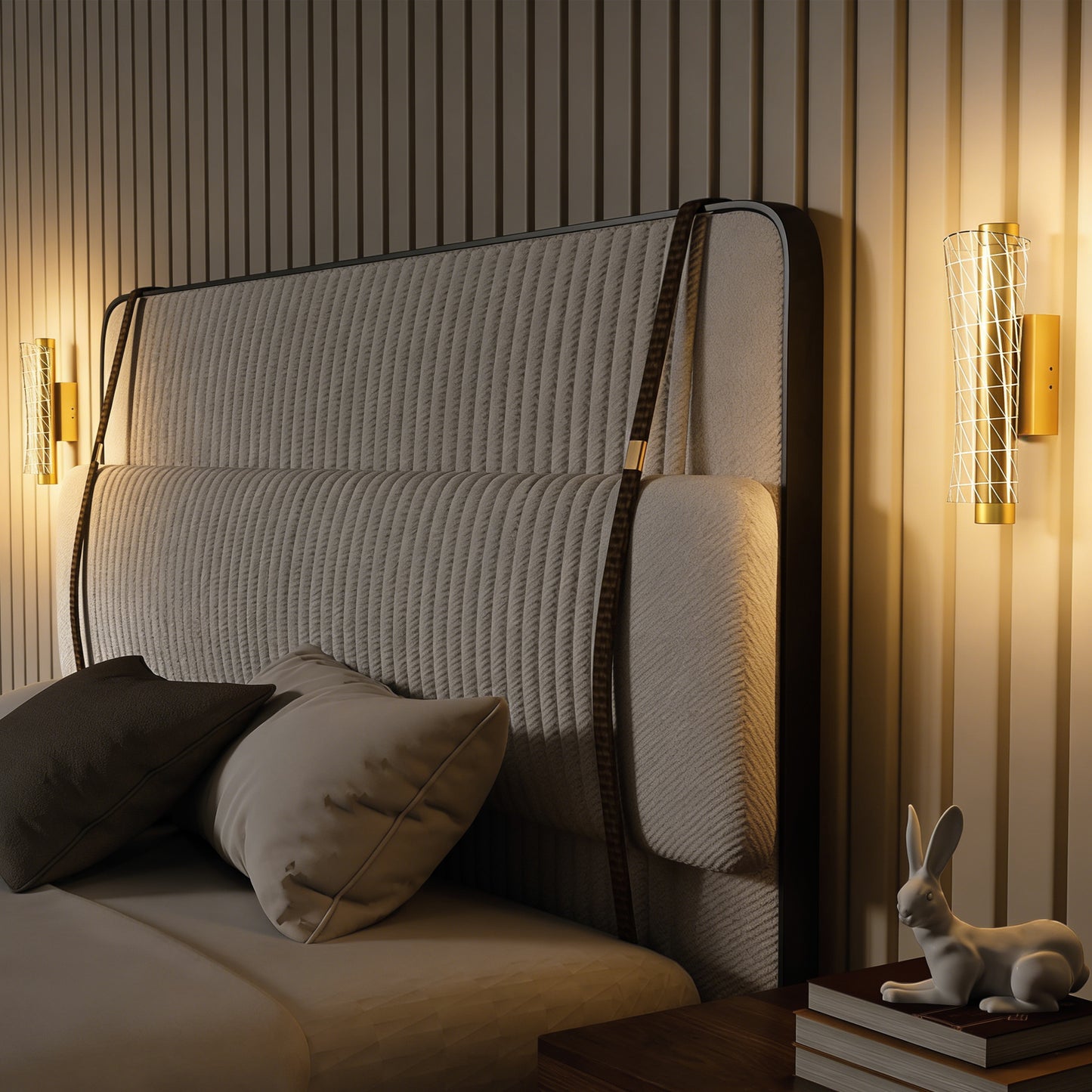 Led Wall Lamp 2 Pack, 9W Modern Indoor Geometric Mesh Wall Light