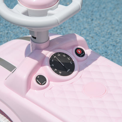 Foot To Floor Ride On Car Sliding Car w/ Air Horn, Anti-Over-Backwards, 18 to 36 Months - Pink
