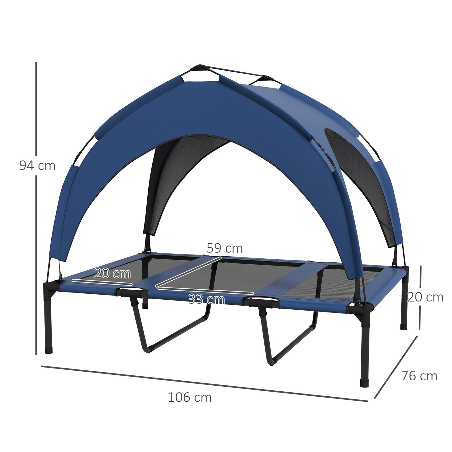 Cooling Raised Pet Bed w/ Washable Breathable Mesh, for Large Dogs, 106 x 76 x 94cm - Dark Blue