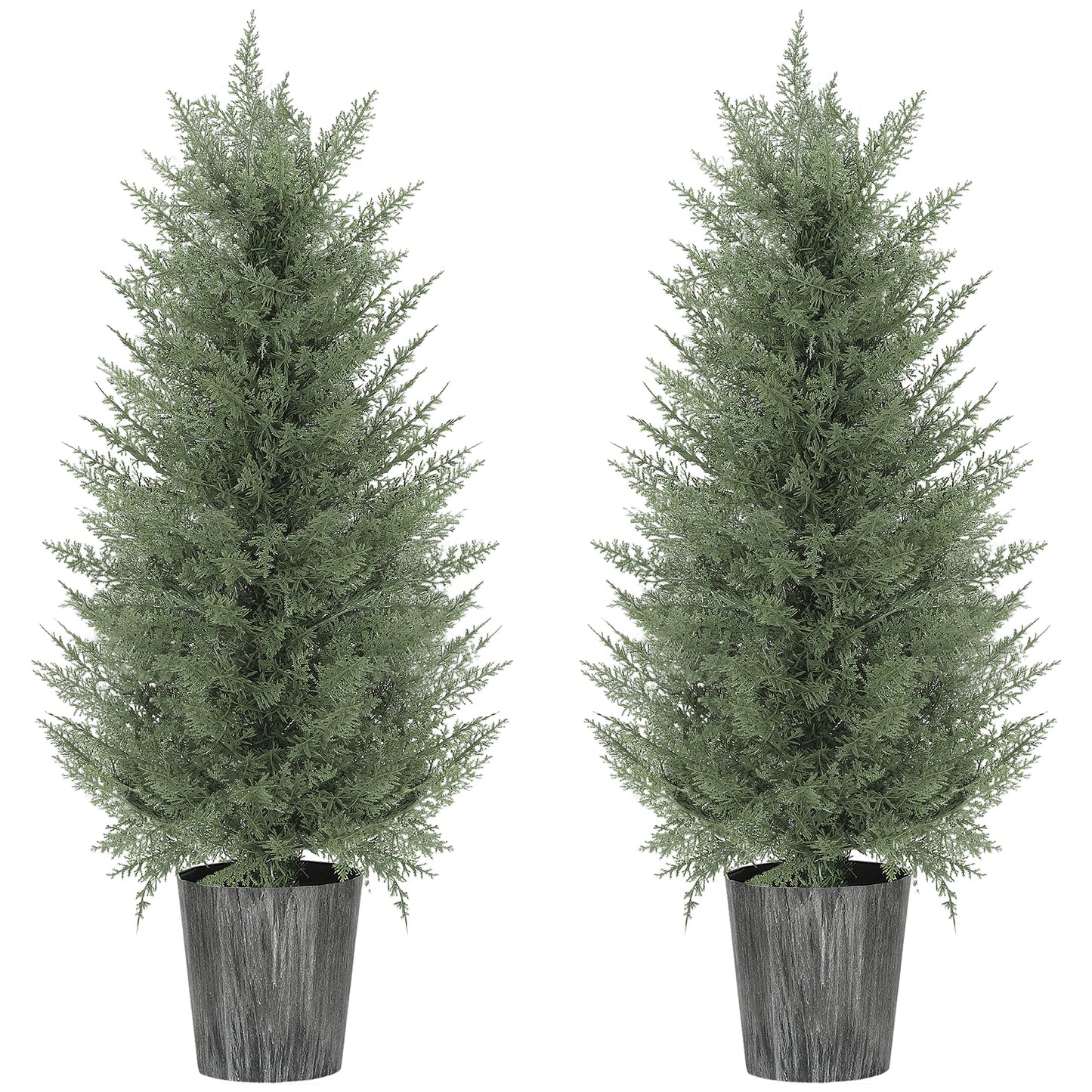 90cm Artificial Cypress Trees Set of 2, UV Resistant Artificial Plants with Decorative Pot