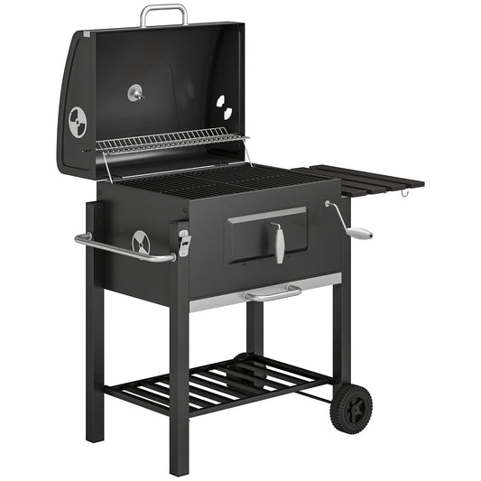 Charcoal Grill, with Height-Adjustable Coal Pan - Black