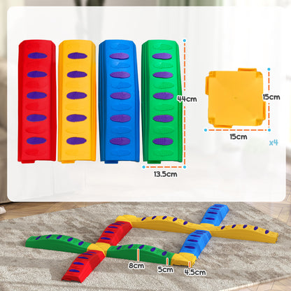 12-Piece Kids Balance Beam Stepping Stones, with Non-Slip Foot Pads, Multicoloured